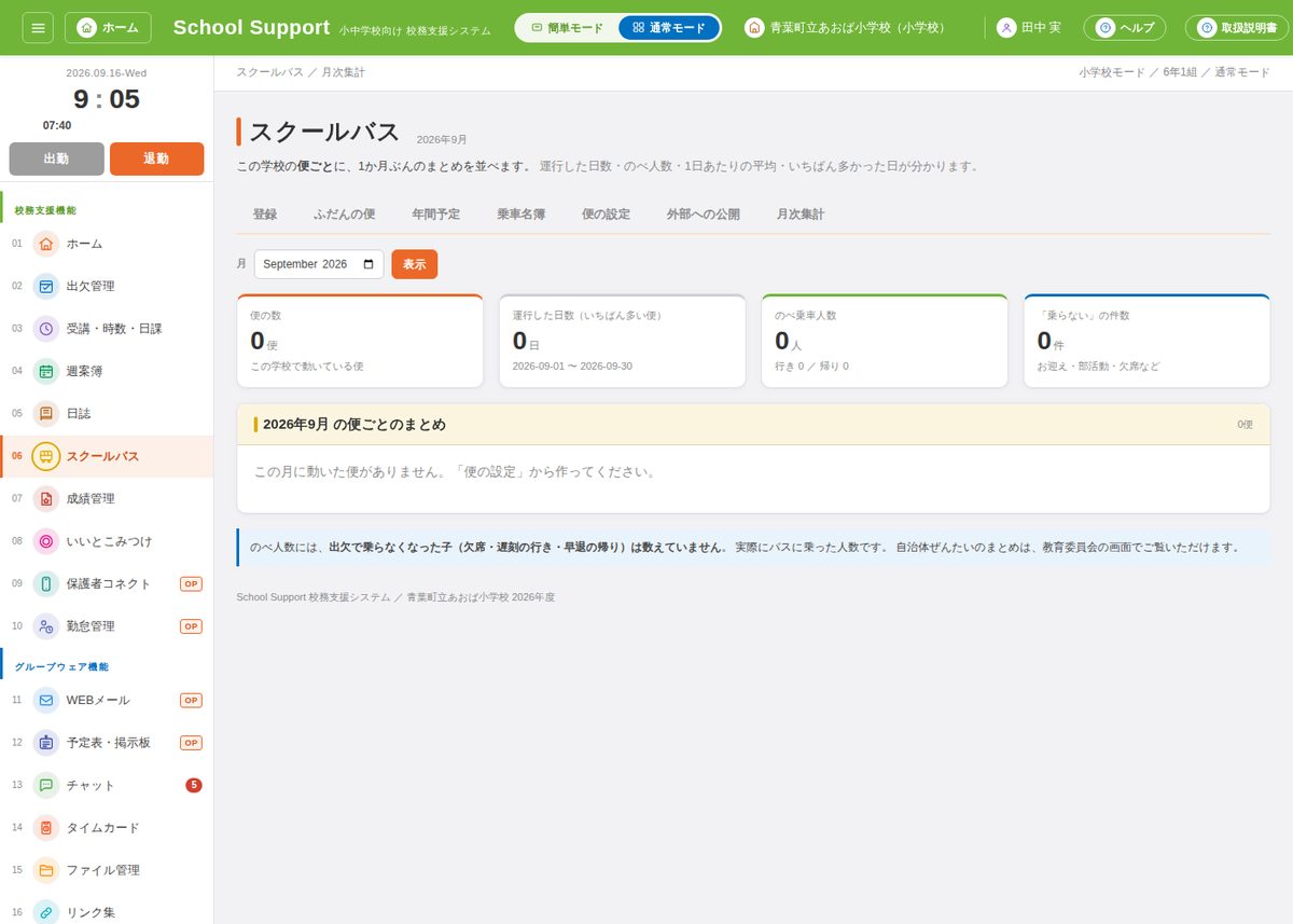スクールバスの月次集計